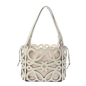 LOEWE Anagram Cutout Tote White Calfskin Bag